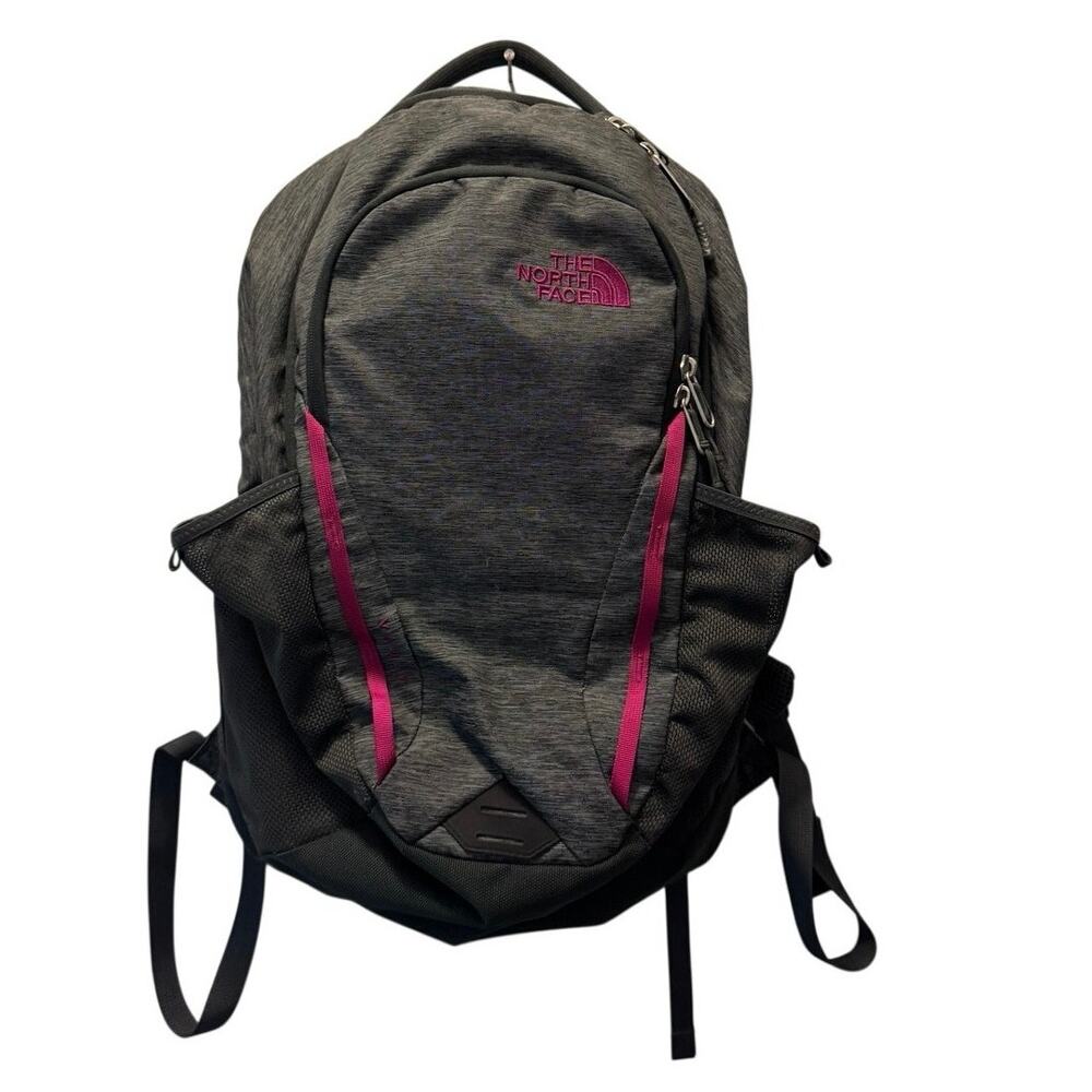 The North Face Vault Backpack Gray Pink Trim School Bookbag Laptop Rucksack